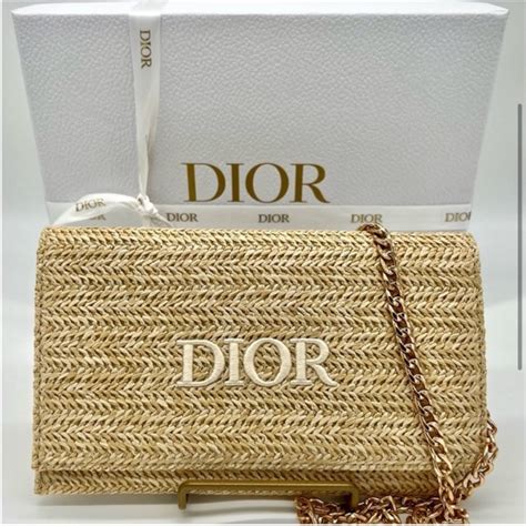 dior raffia makeup pouch|More.